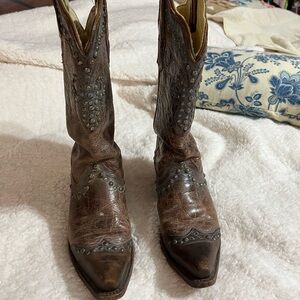 Brown Studded Cowboy Boots